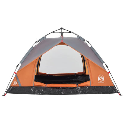 vidaXL Camping Tent Dome 3-Person Grey and Orange Quick Release