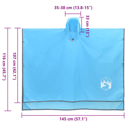 vidaXL Rain Poncho with Hood 2-in-1 Design Blue 223x145 cm