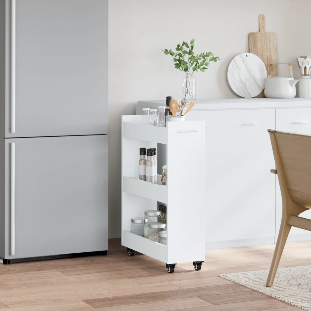 vidaXL Cabinet with Wheels White 60x22x79 cm Engineered Wood