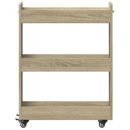 vidaXL Cabinet with Wheels Sonoma Oak 60x22x79 cm Engineered Wood