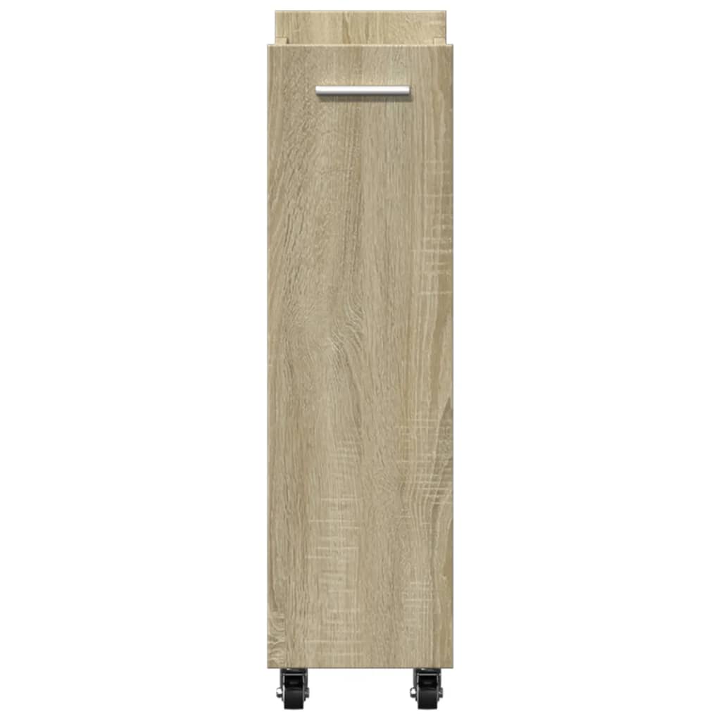 vidaXL Cabinet with Wheels Sonoma Oak 60x22x79 cm Engineered Wood