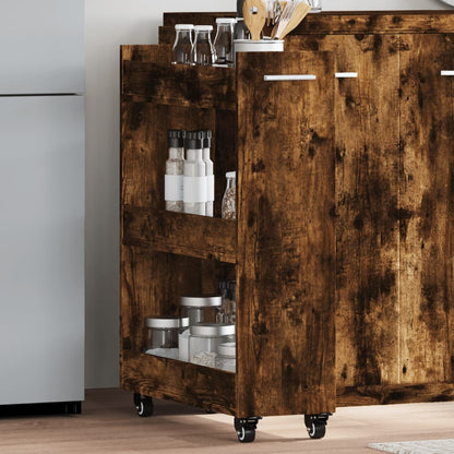 vidaXL Cabinet with Wheels Smoked Oak 60x22x79 cm Engineered Wood