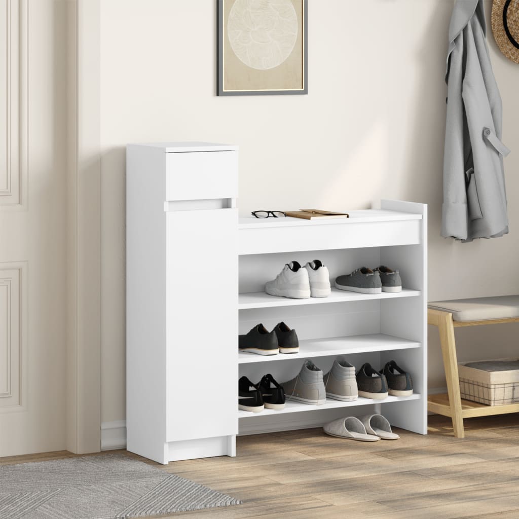vidaXL Shoe Cabinet White 100,5x28x100 cm Engineered Wood