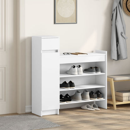 vidaXL Shoe Cabinet White 100,5x28x100 cm Engineered Wood