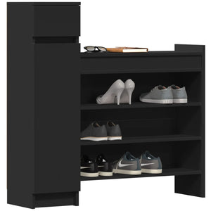 vidaXL Shoe Cabinet Black 100.5x28x100 cm Engineered Wood