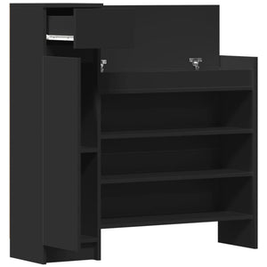 vidaXL Shoe Cabinet Black 100.5x28x100 cm Engineered Wood