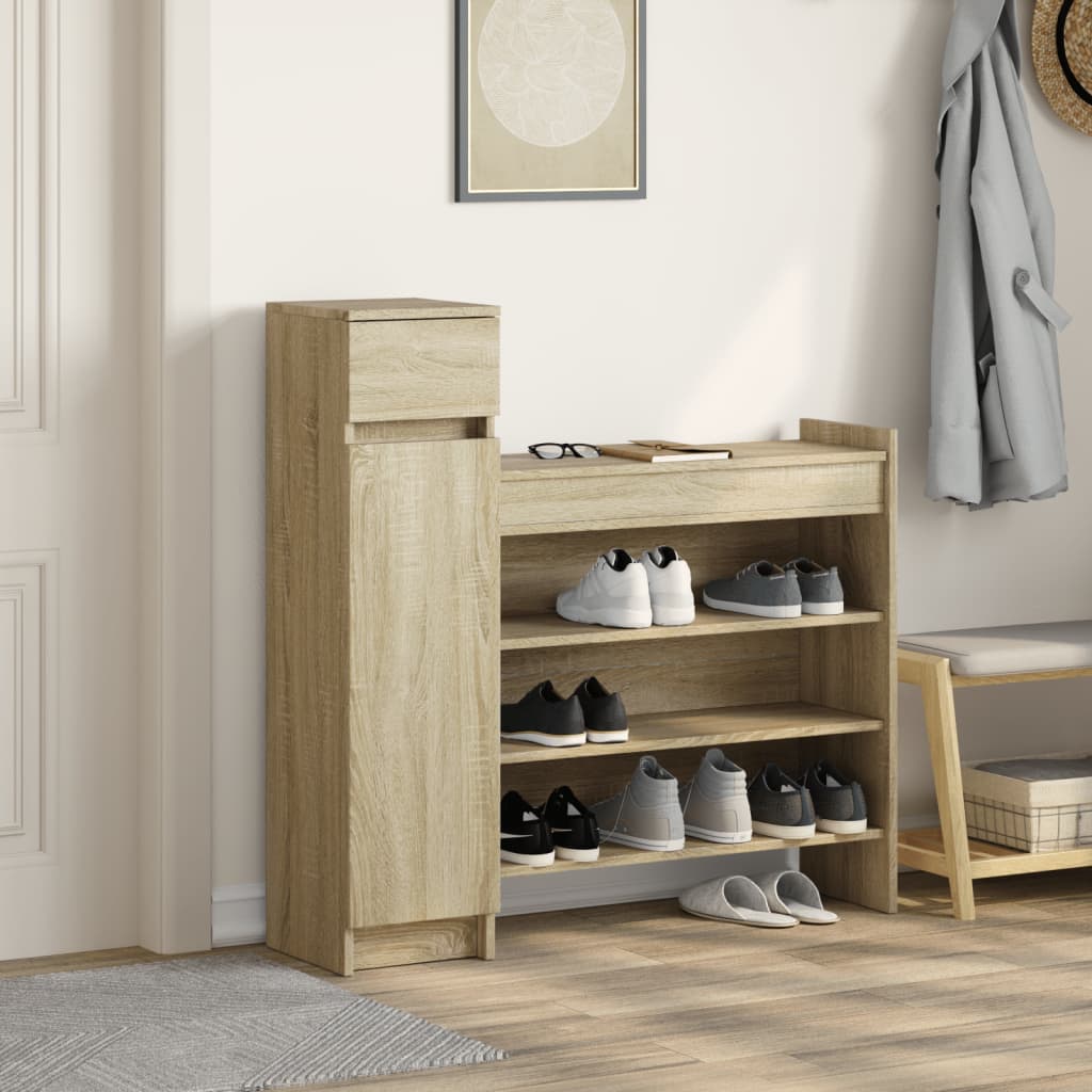 vidaXL Shoe Cabinet Sonoma Oak 100.5x28x100 cm Engineered Wood