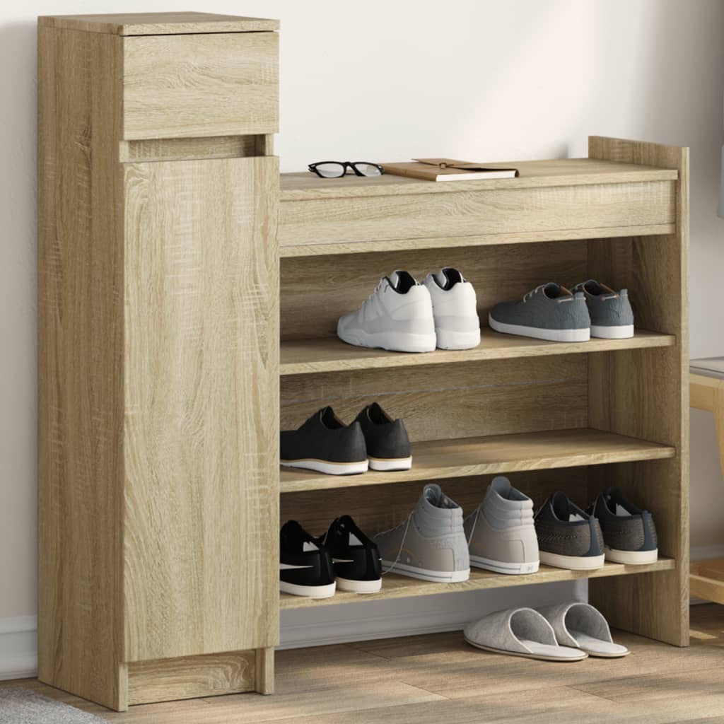 vidaXL Shoe Cabinet Sonoma Oak 100.5x28x100 cm Engineered Wood