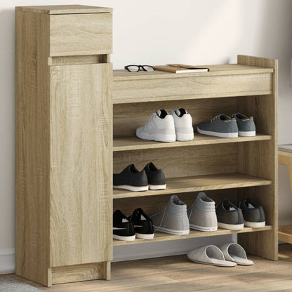 vidaXL Shoe Cabinet Sonoma Oak 100.5x28x100 cm Engineered Wood