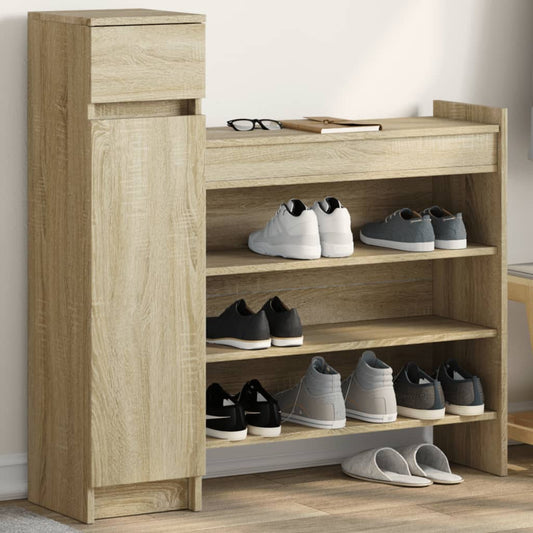 vidaXL Shoe Cabinet Sonoma Oak 100.5x28x100 cm Engineered Wood