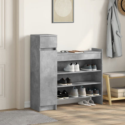 vidaXL Shoe Cabinet Concrete Grey 100,5x28x100 cm Engineered Wood