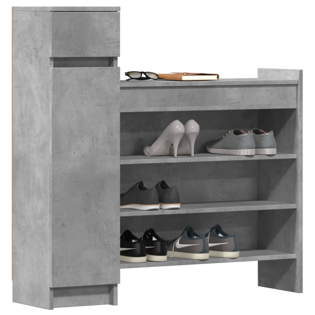 vidaXL Shoe Cabinet Concrete Grey 100,5x28x100 cm Engineered Wood