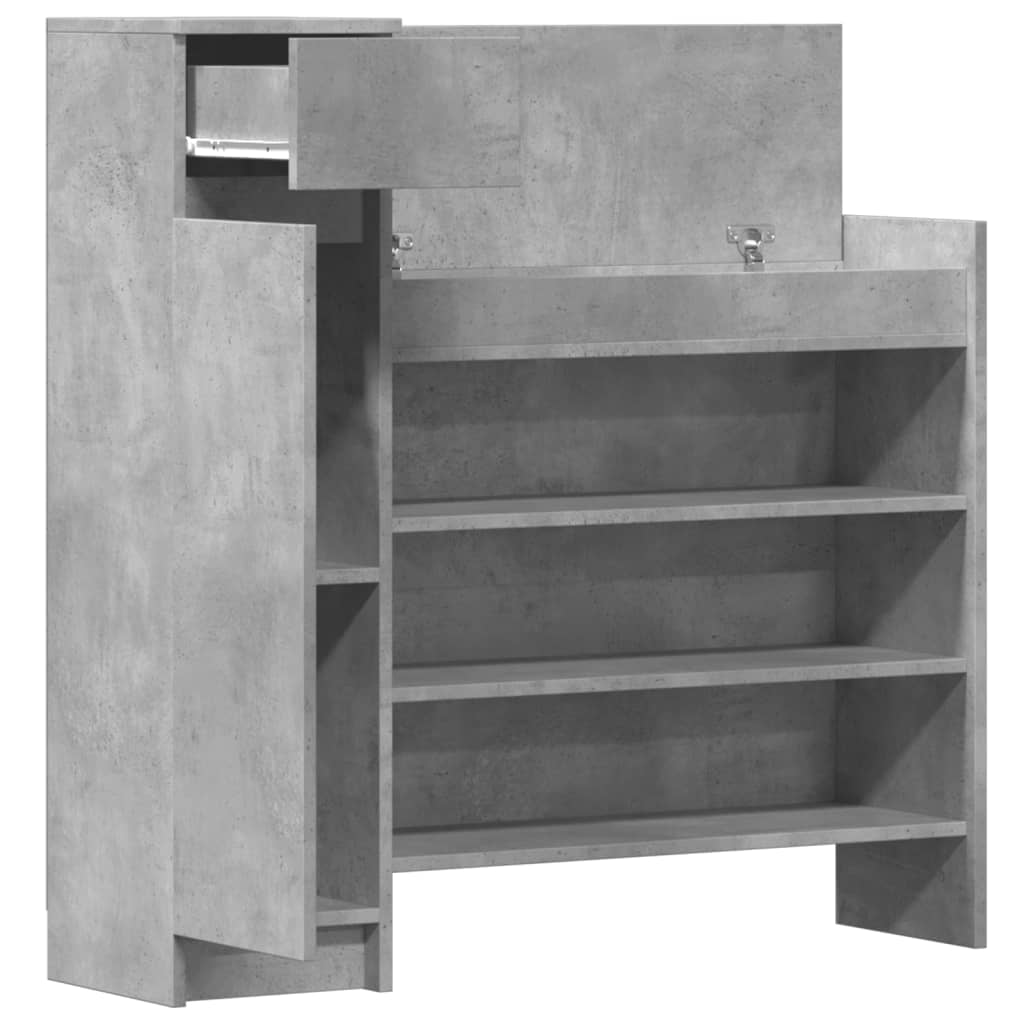 vidaXL Shoe Cabinet Concrete Grey 100,5x28x100 cm Engineered Wood