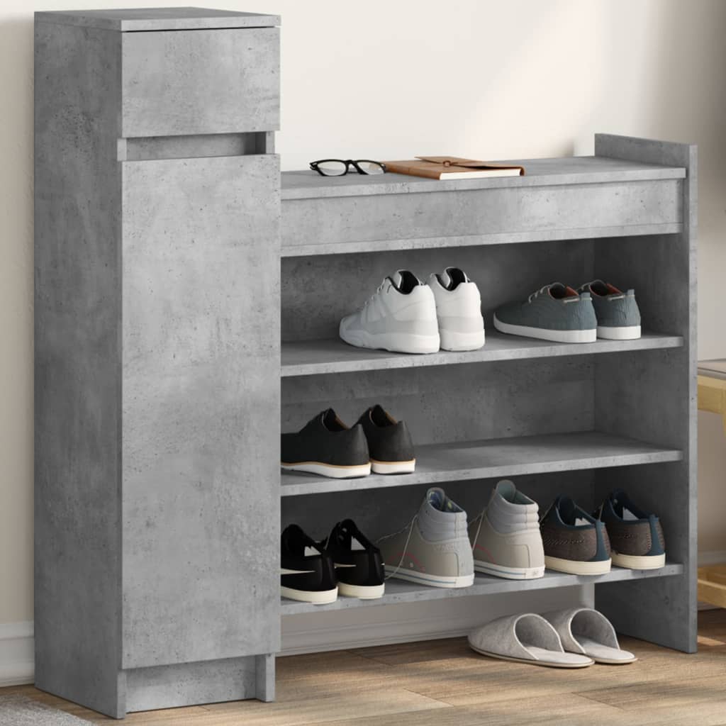 vidaXL Shoe Cabinet Concrete Grey 100,5x28x100 cm Engineered Wood