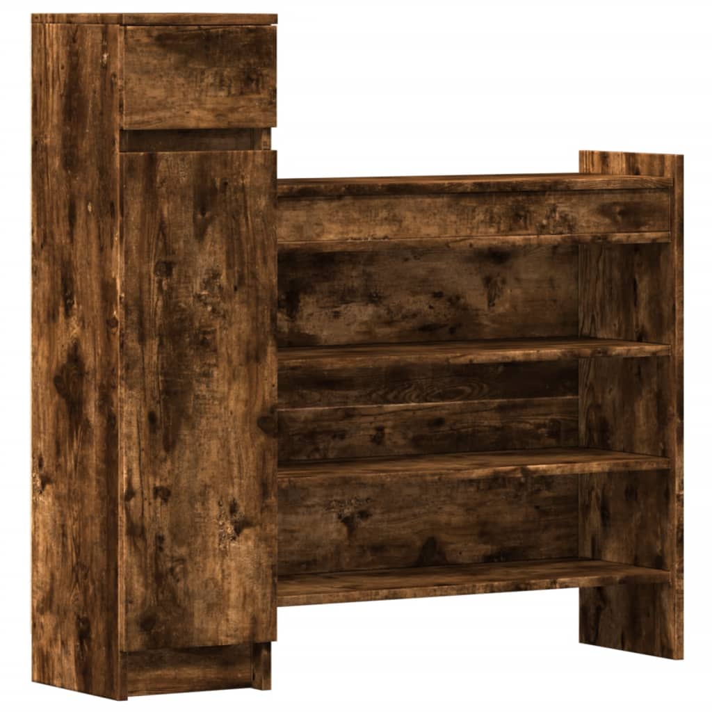 vidaXL Shoe Cabinet Smoked Oak 100,5x28x100 cm Engineered Wood