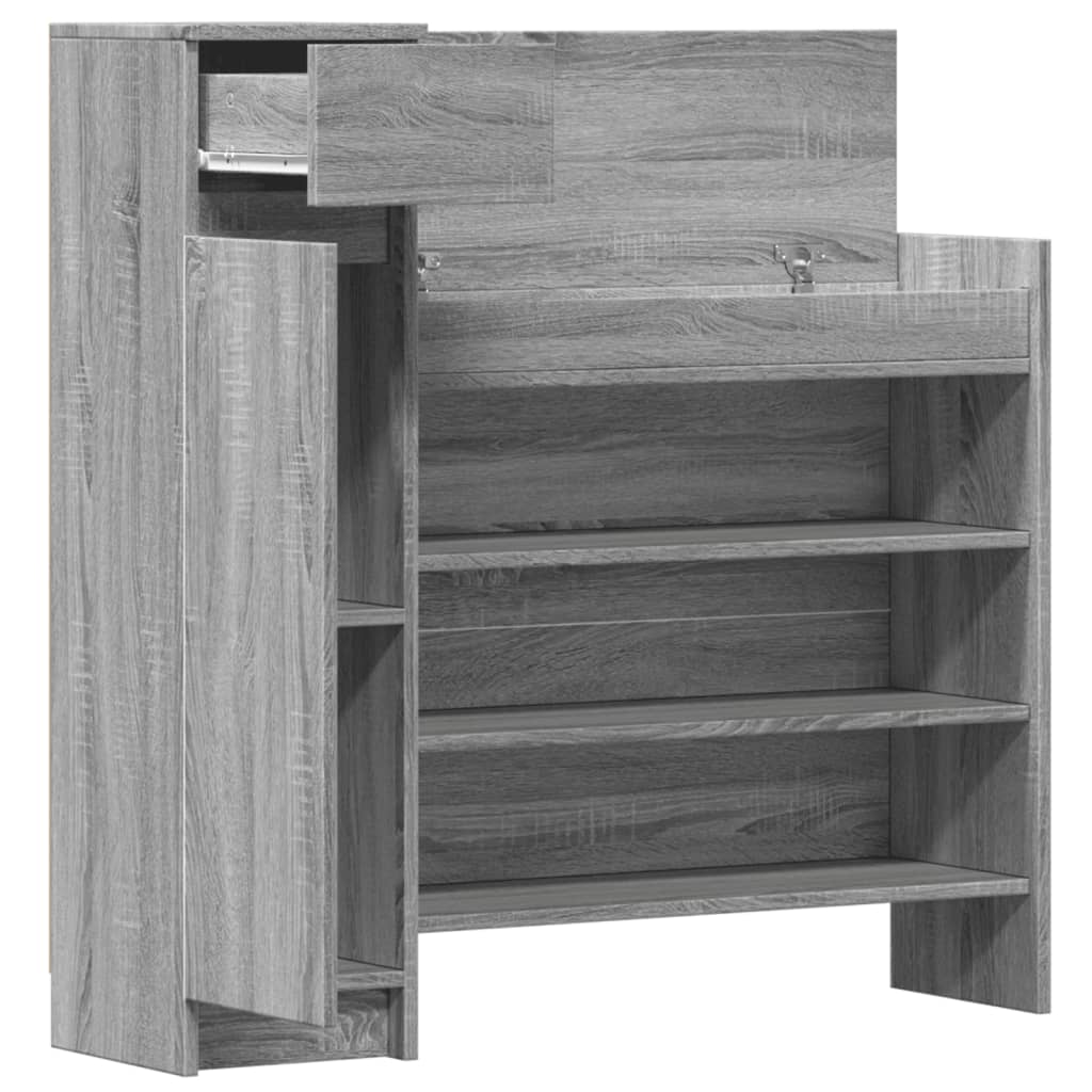 vidaXL Shoe Cabinet Grey Sonoma 100.5x28x100 cm Engineered Wood