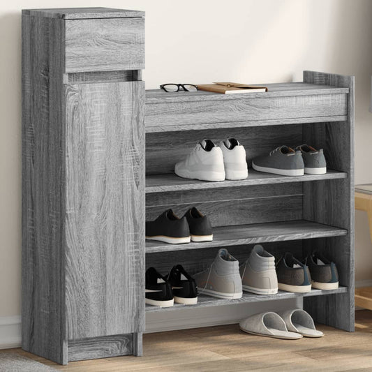 vidaXL Shoe Cabinet Grey Sonoma 100,5x28x100 cm Engineered Wood