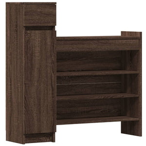vidaXL Shoe Cabinet Brown Oak 100.5x28x100 cm Engineered Wood