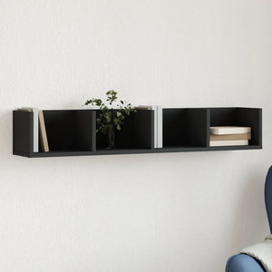 vidaXL Wall Cabinet Black 99x18x16.5 cm Engineered Wood