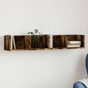 vidaXL Wall Cabinet Smoked Oak 99x18x16.5 cm Engineered Wood