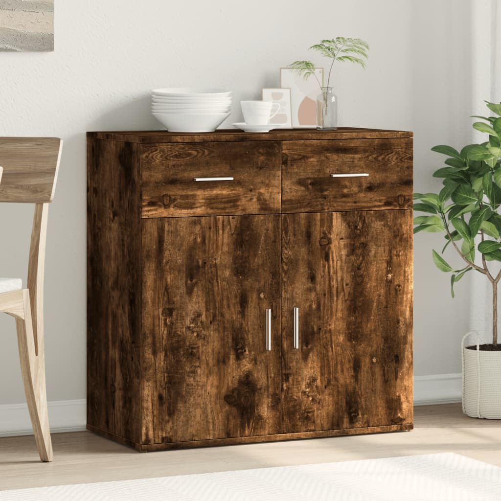 vidaXL Sideboard Smoked Oak 79x38x80 cm Engineered Wood