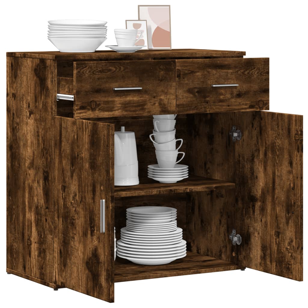 vidaXL Sideboard Smoked Oak 79x38x80 cm Engineered Wood