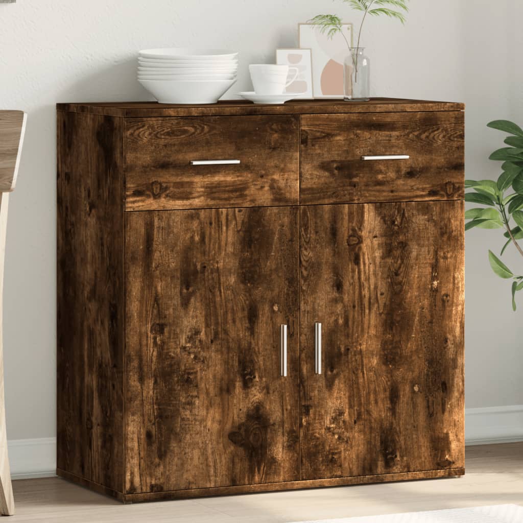 vidaXL Sideboard Smoked Oak 79x38x80 cm Engineered Wood