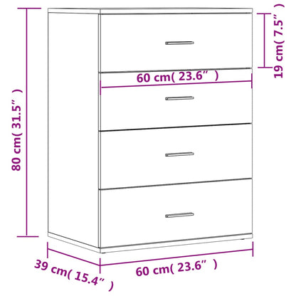 vidaXL Sideboard White 60x39x80 cm Engineered Wood