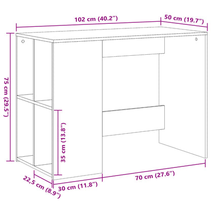 vidaXL Desk Grey Sonoma 102x50x75 cm Engineered Wood