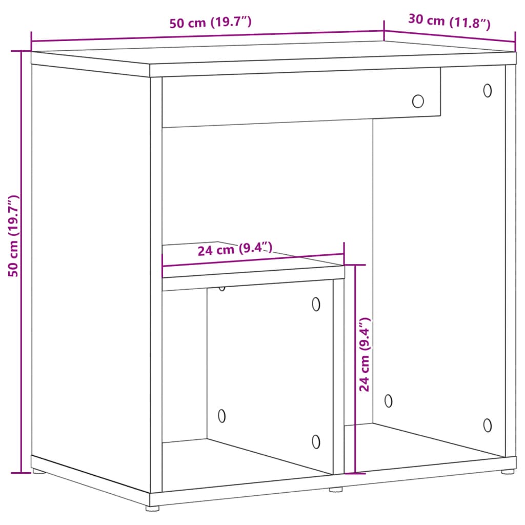 vidaXL Side Tables 2 pcs Brown Oak 50x30x50 cm Engineered Wood