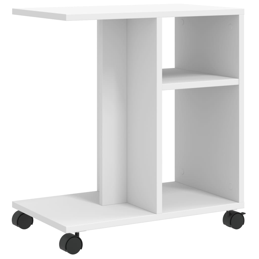 vidaXL Side Table with Wheels White 50x30x55 cm Engineered Wood