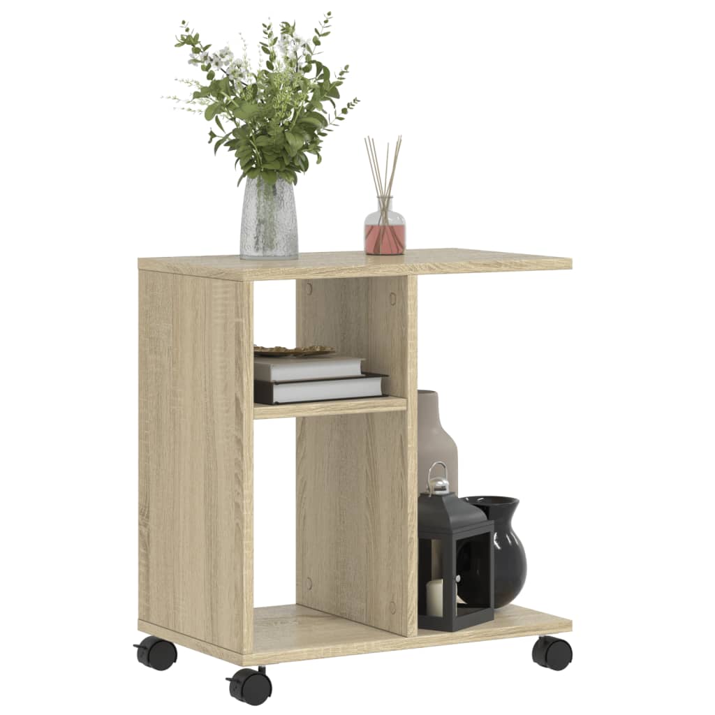 vidaXL Side Table with Wheels Sonoma Oak 50x30x55 cm Engineered Wood