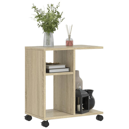 vidaXL Side Table with Wheels Sonoma Oak 50x30x55 cm Engineered Wood