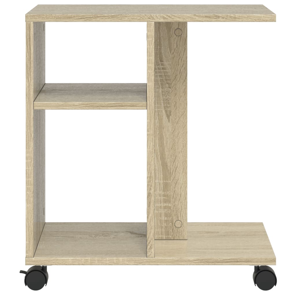 vidaXL Side Table with Wheels Sonoma Oak 50x30x55 cm Engineered Wood
