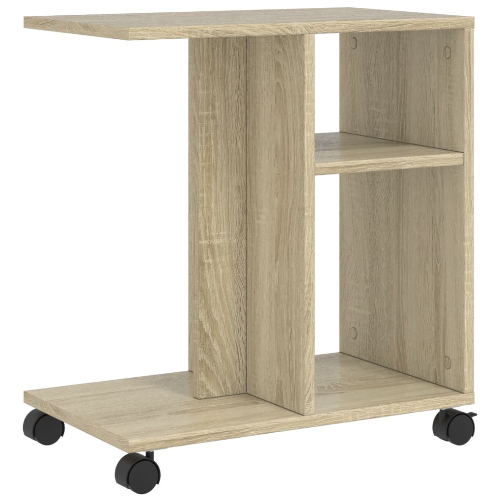 vidaXL Side Table with Wheels Sonoma Oak 50x30x55 cm Engineered Wood