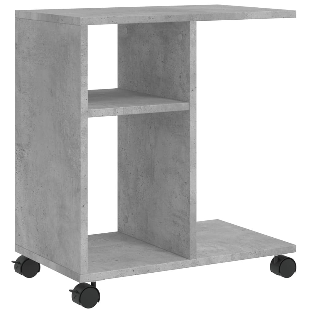 vidaXL Side Table with Wheels Concrete Grey 50x30x55cm Engineered Wood
