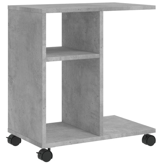 vidaXL Side Table with Wheels Concrete Grey 50x30x55cm Engineered Wood