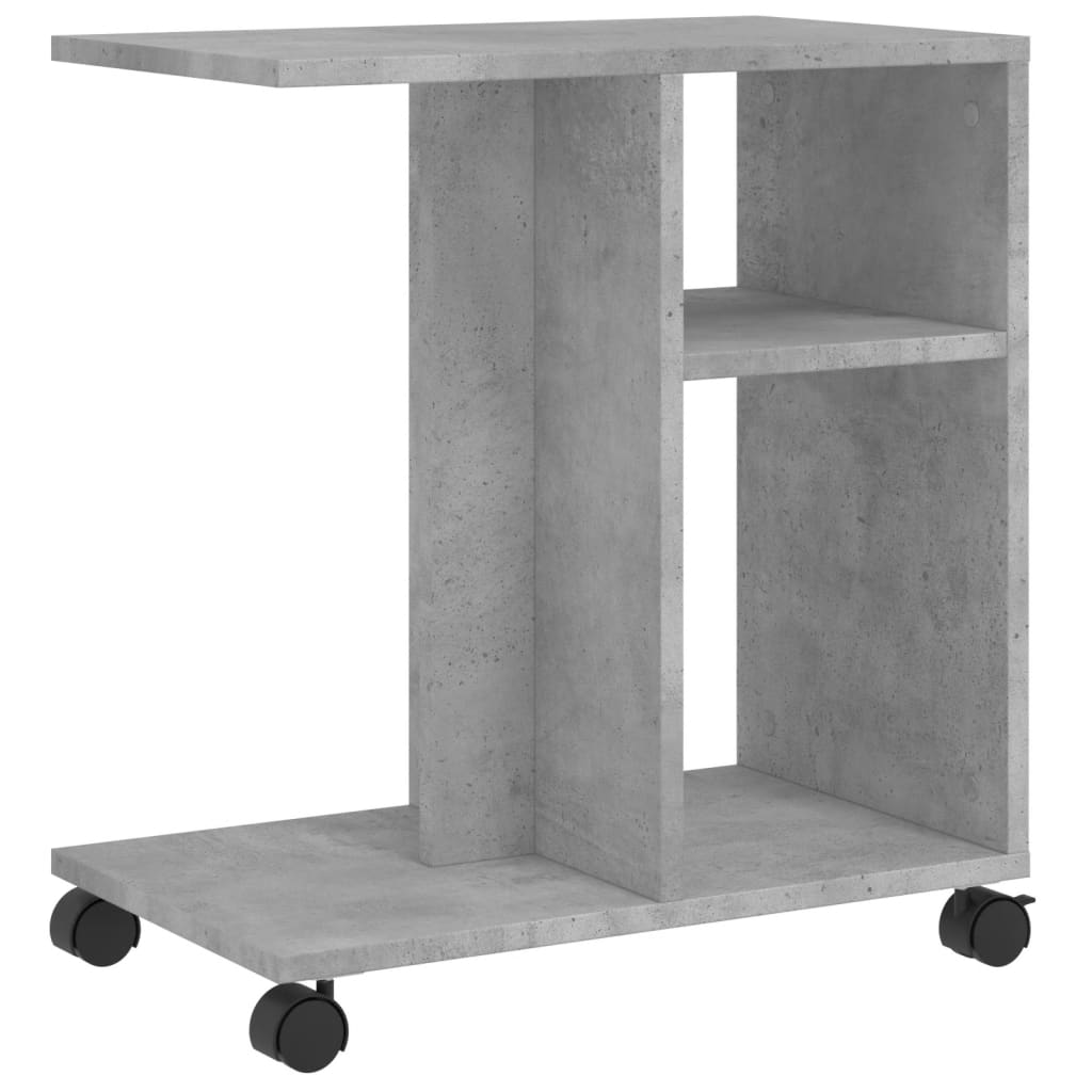 vidaXL Side Table with Wheels Concrete Grey 50x30x55cm Engineered Wood