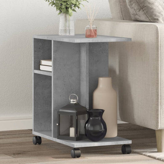 vidaXL Side Table with Wheels Concrete Grey 50x30x55cm Engineered Wood