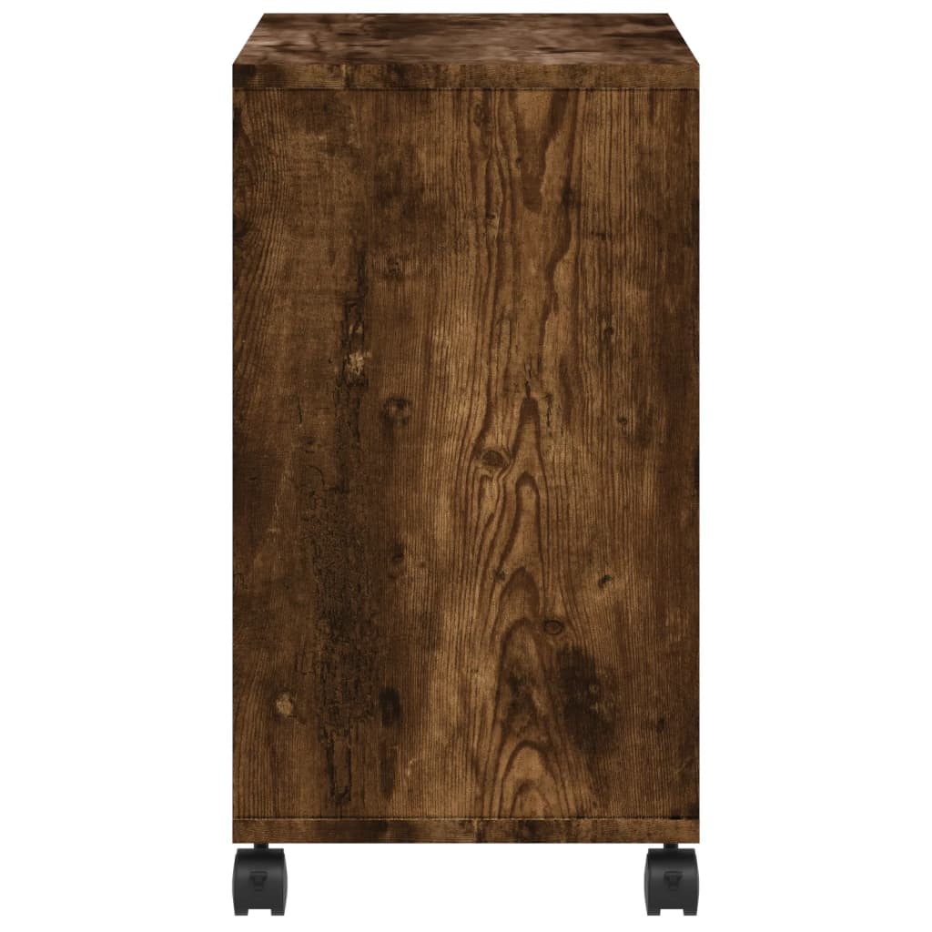 vidaXL Side Table with Wheels Smoked Oak 50x30x55 cm Engineered Wood
