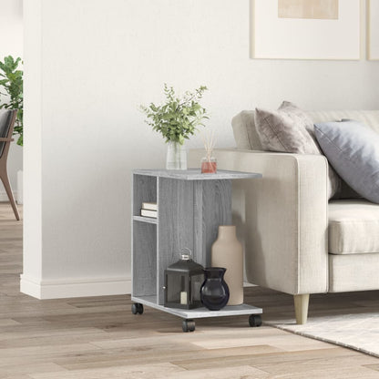 vidaXL Side Table with Wheels Grey Sonoma 50x30x55 cm Engineered Wood