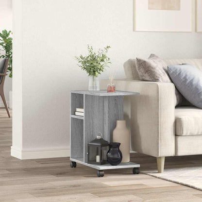 vidaXL Side Table with Wheels Grey Sonoma 50x30x55 cm Engineered Wood