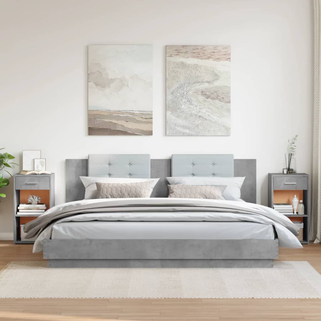 vidaXL Bedside Cabinets 2 pcs Concrete Grey 35x34x65 cm Engineered Wood