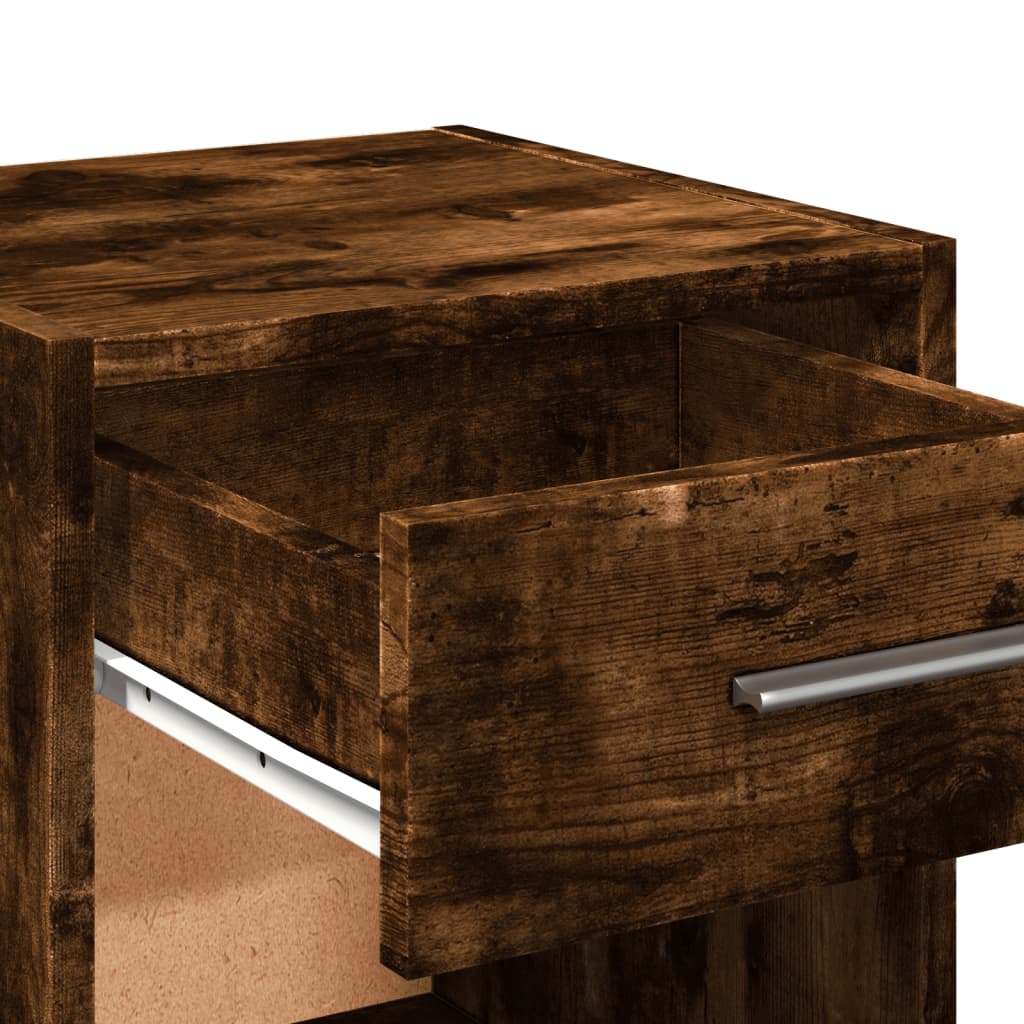 vidaXL Bedside Cabinet Smoked Oak 35x34x65 cm Engineered Wood