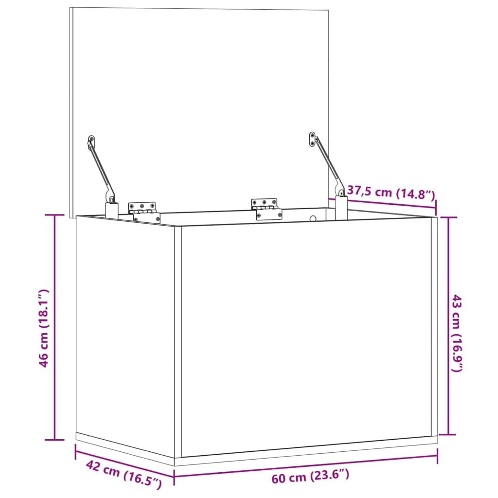 vidaXL Storage Box Grey Sonoma 60x42x46 cm Engineered Wood