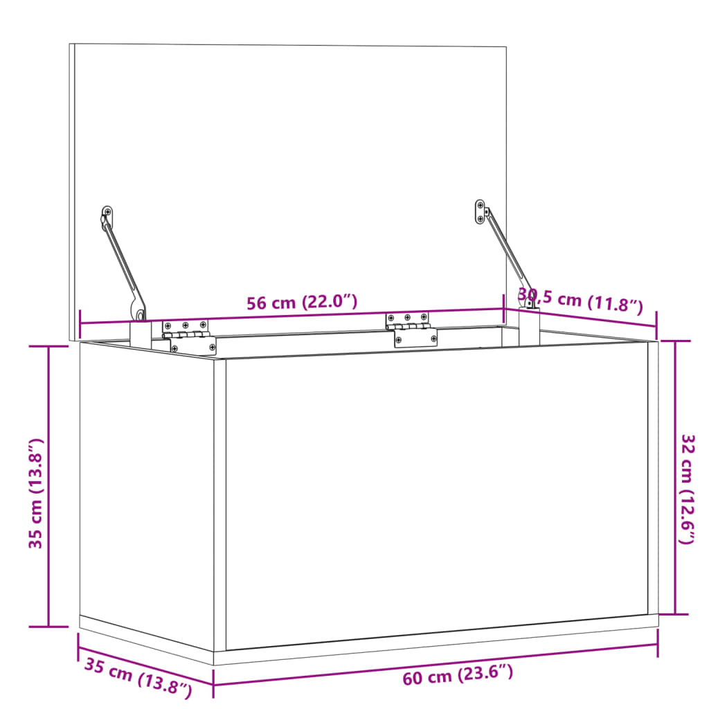 vidaXL Storage Box Concrete Grey 60x35x35 cm Engineered Wood