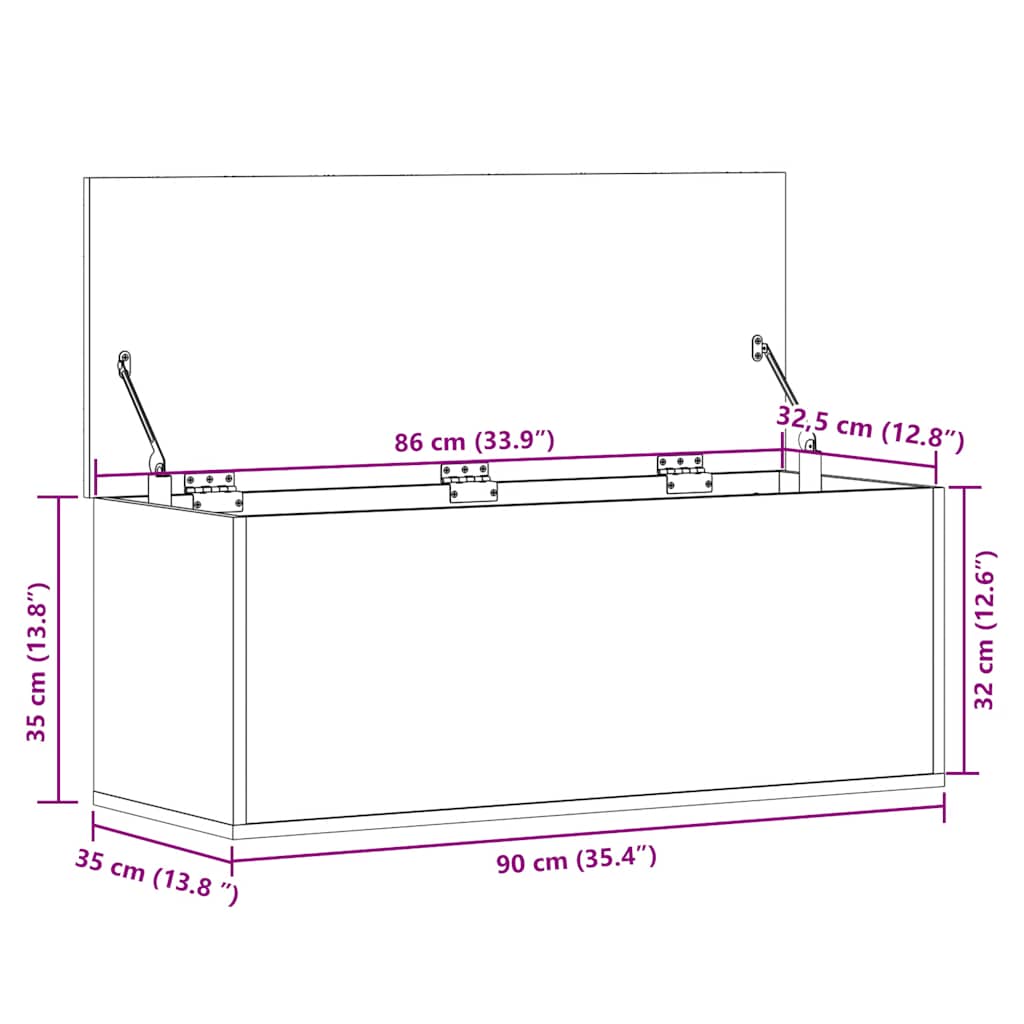 vidaXL Storage Box Concrete Grey 90x35x35 cm Engineered Wood