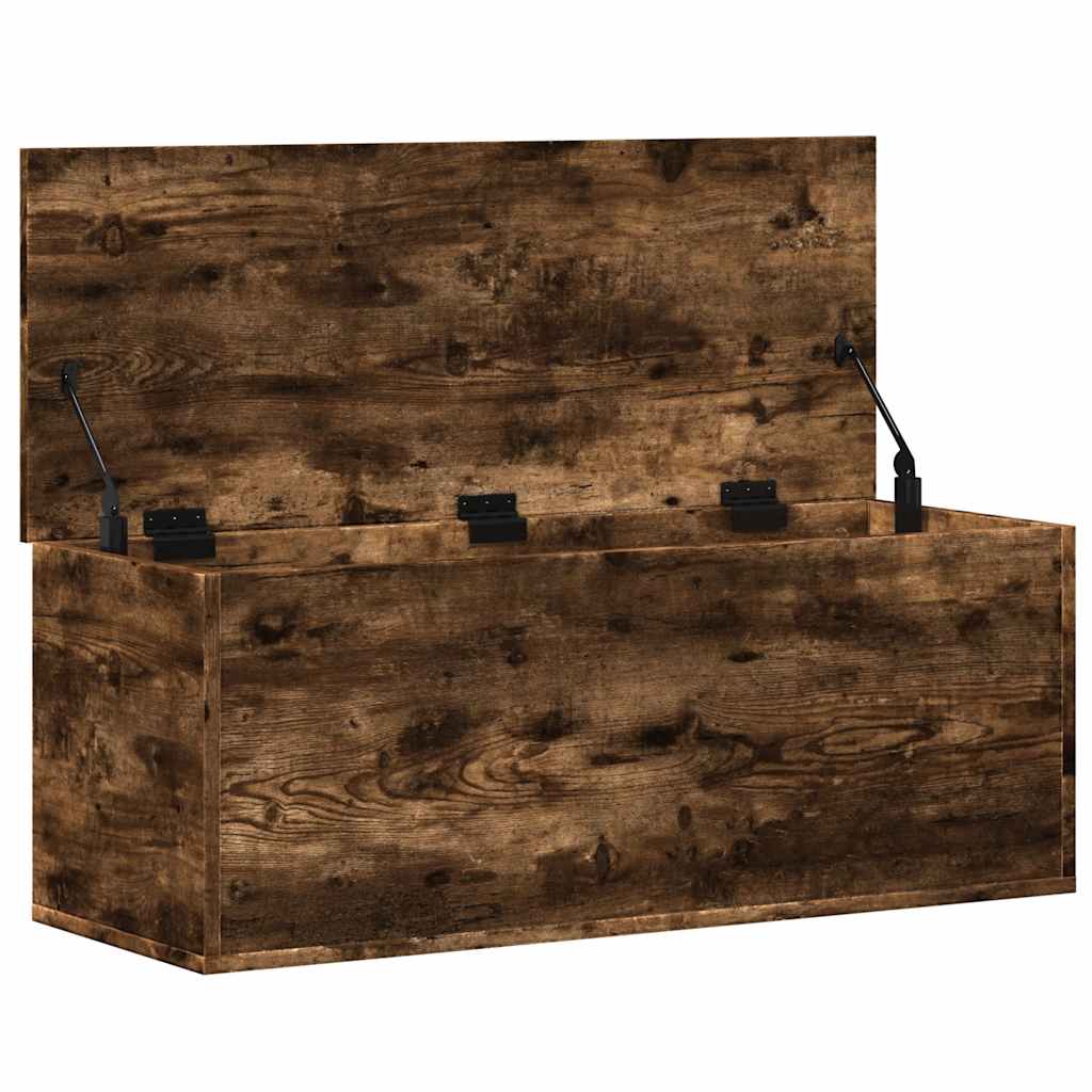 vidaXL Storage Box Smoked Oak 90x35x35 cm Engineered Wood