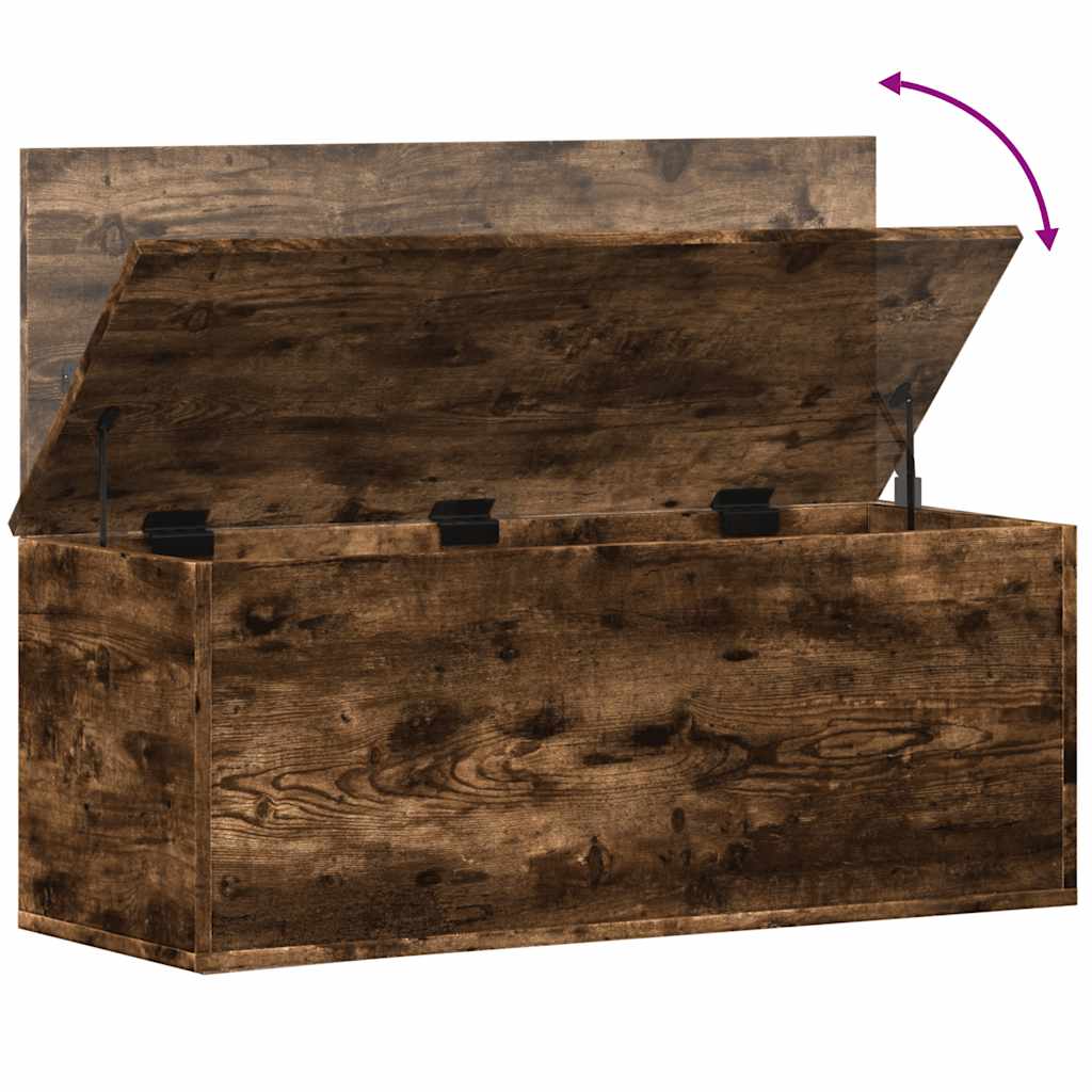vidaXL Storage Box Smoked Oak 90x35x35 cm Engineered Wood
