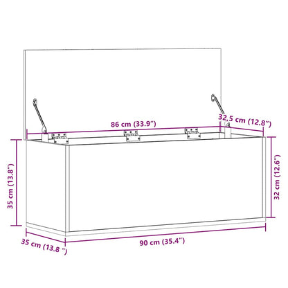 vidaXL Storage Box Smoked Oak 90x35x35 cm Engineered Wood